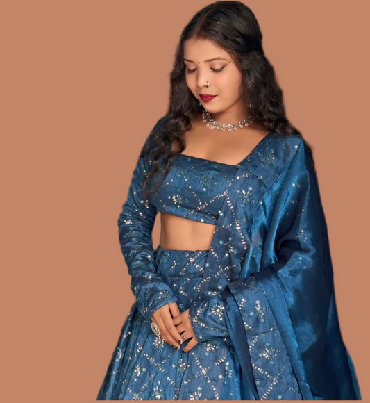 BLUE SITARA SANGAM LEHEHGA SET