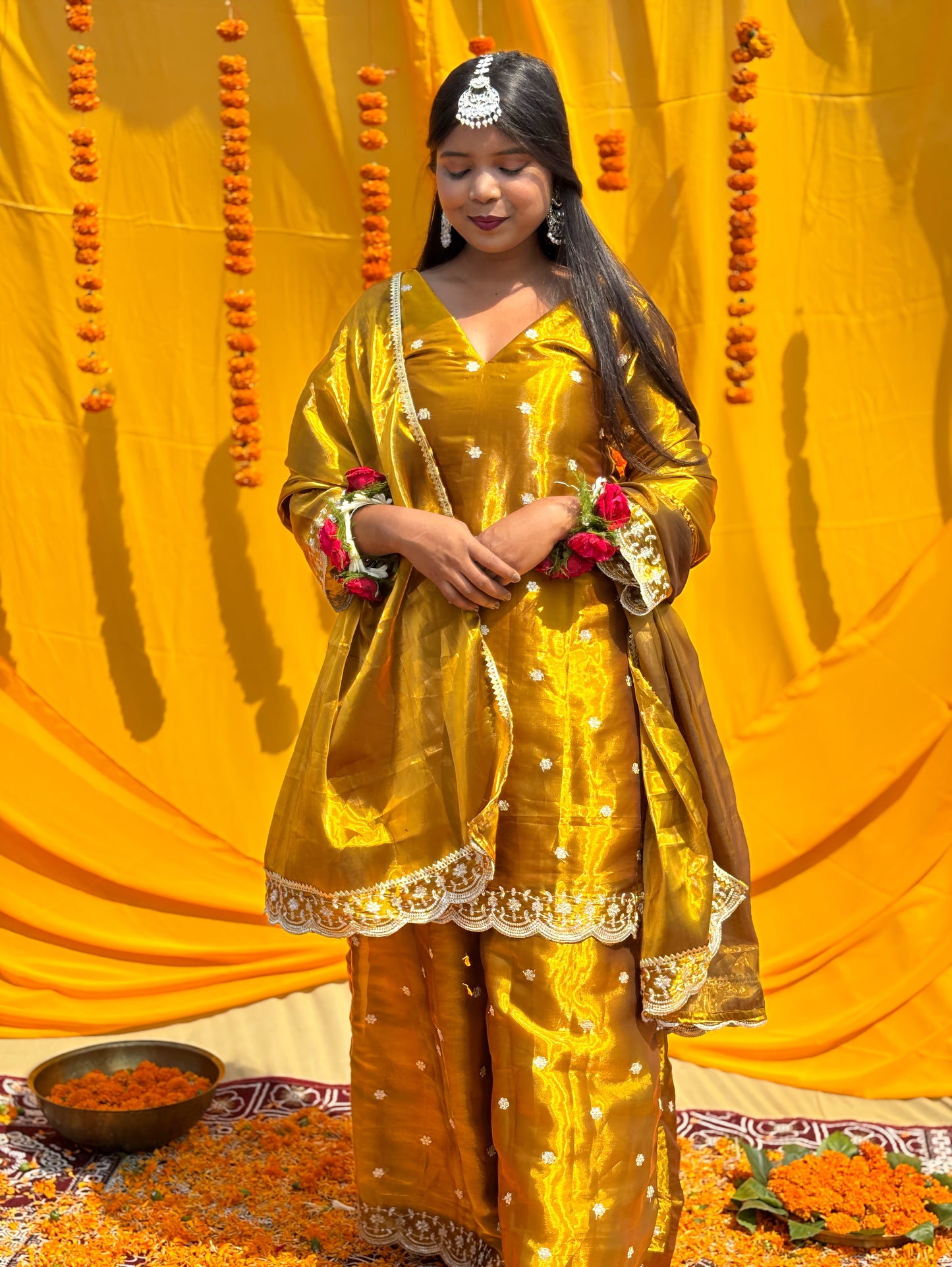 AMBER ZARI SHARARA SUIT SET
