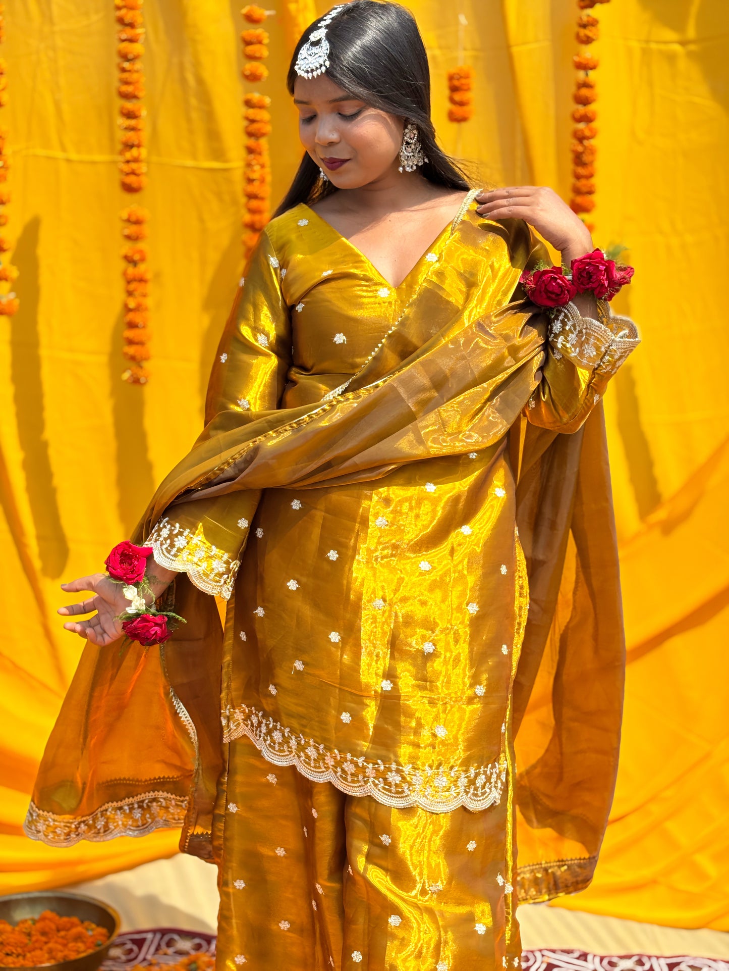 AMBER ZARI SHARARA SUIT SET