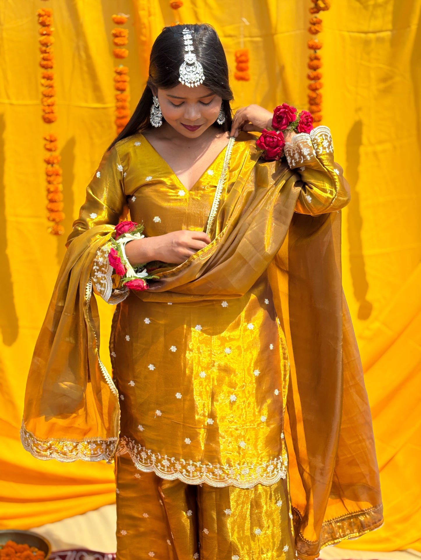 AMBER ZARI SHARARA SUIT SET