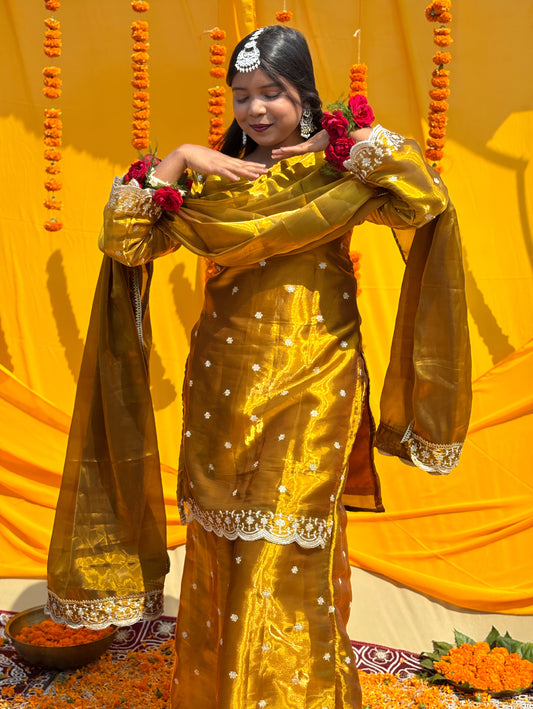 AMBER ZARI SHARARA SUIT SET