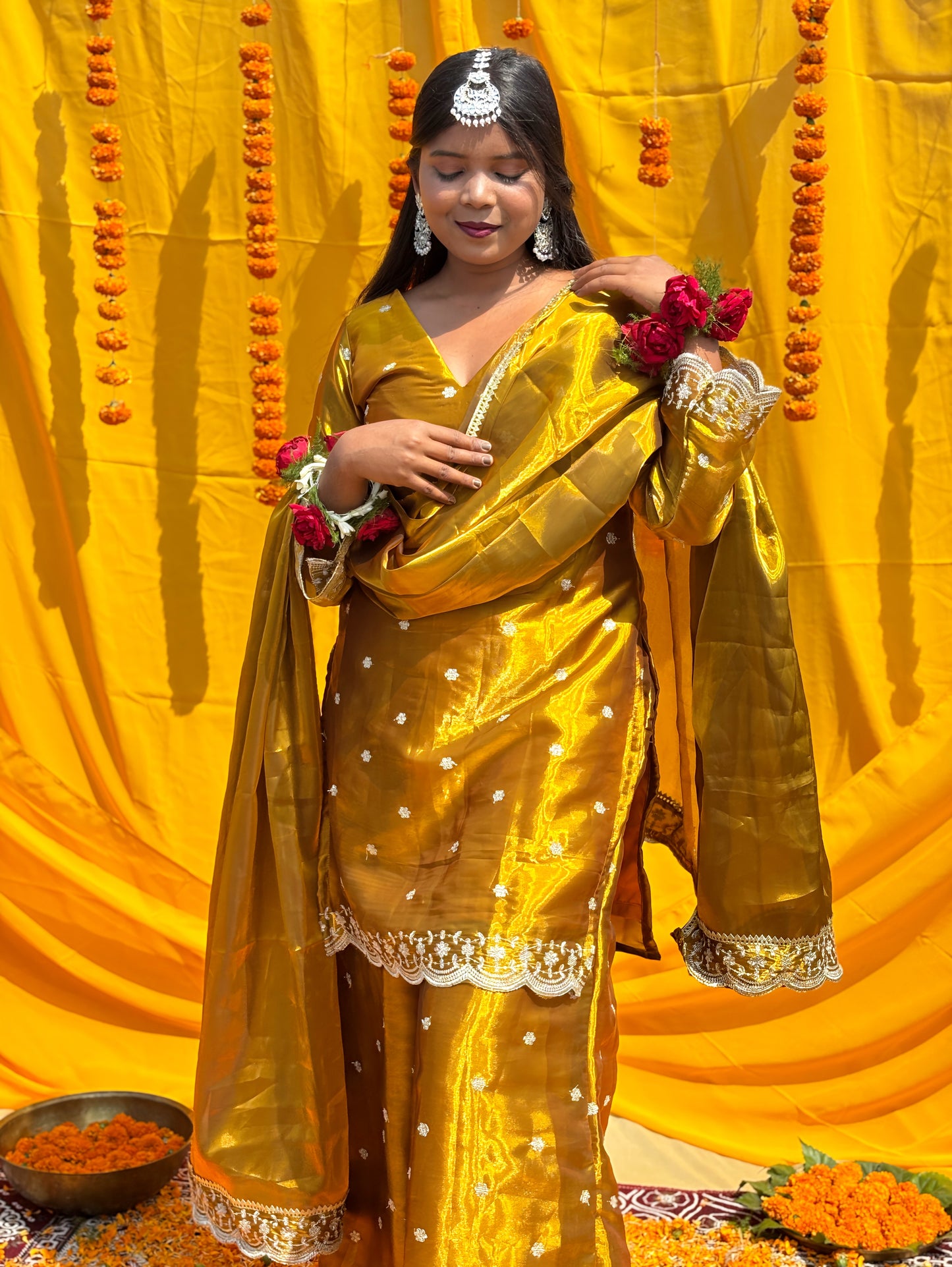 AMBER ZARI SHARARA SUIT SET