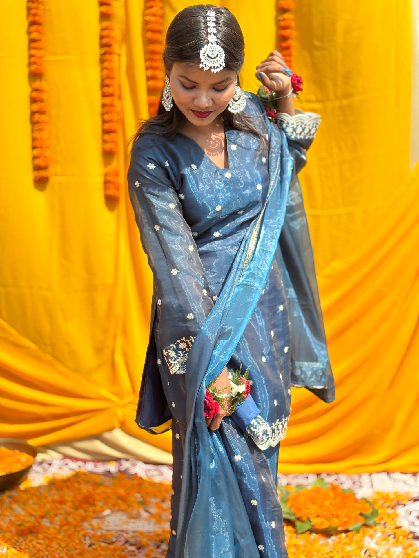 BLUE MIRAGE SHARARA SUIT SET