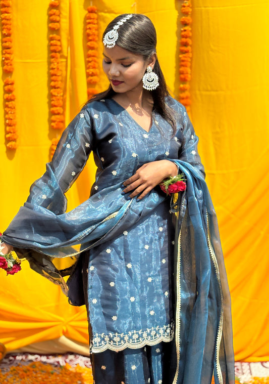 BLUE MIRAGE SHARARA SUIT SET