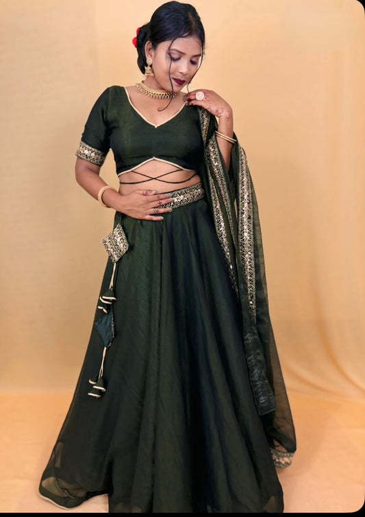 ROYAL OLIVE LEHENGA SET