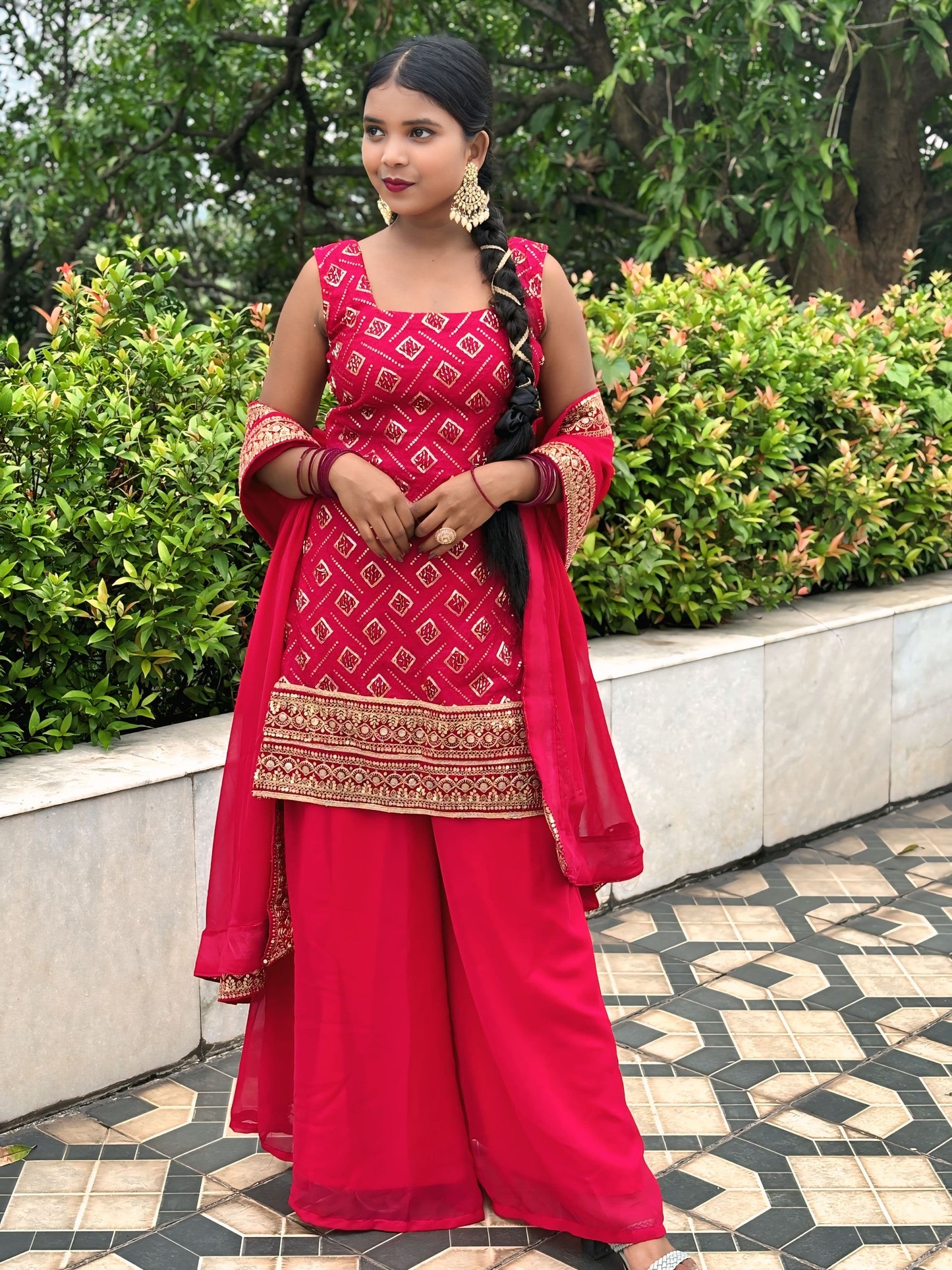 GULABI GLAM SHARARA SUIT SET