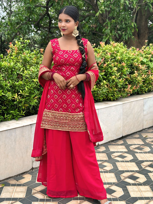 GULABI GLAM SHARARA SUIT SET