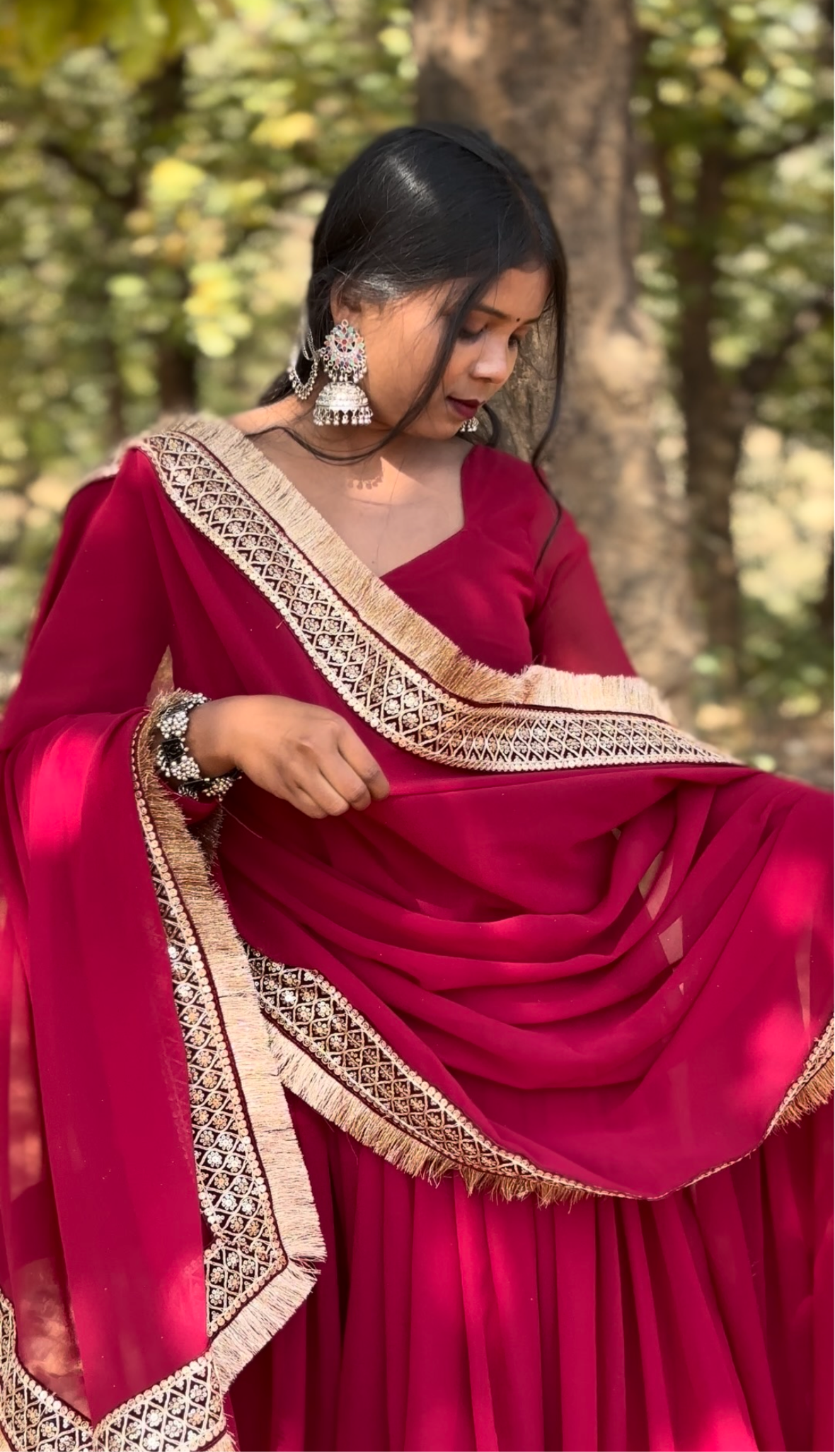 Varnika maroon georgette suit set