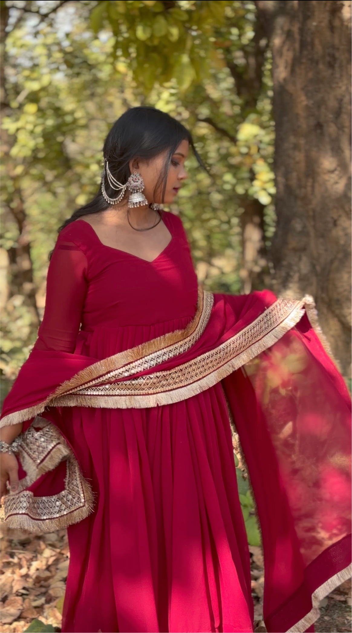 Varnika maroon georgette suit set