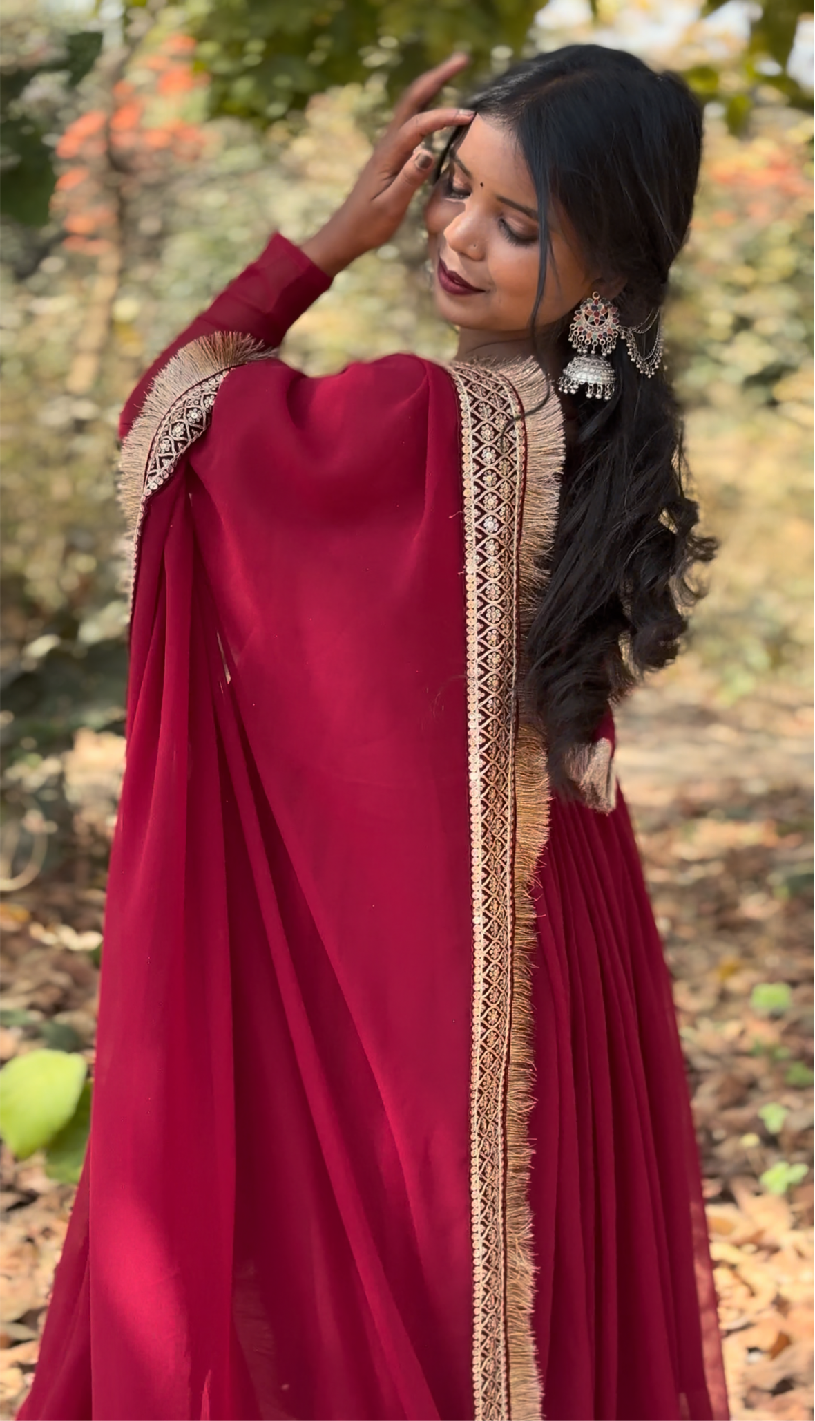 Varnika maroon georgette suit set