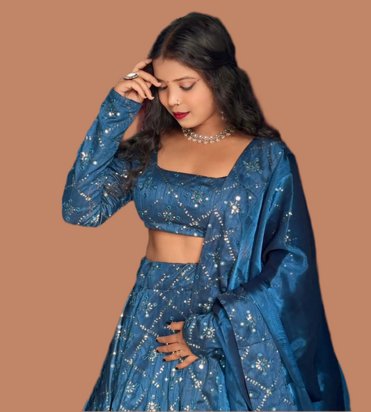 BLUE SITARA SANGAM LEHEHGA SET