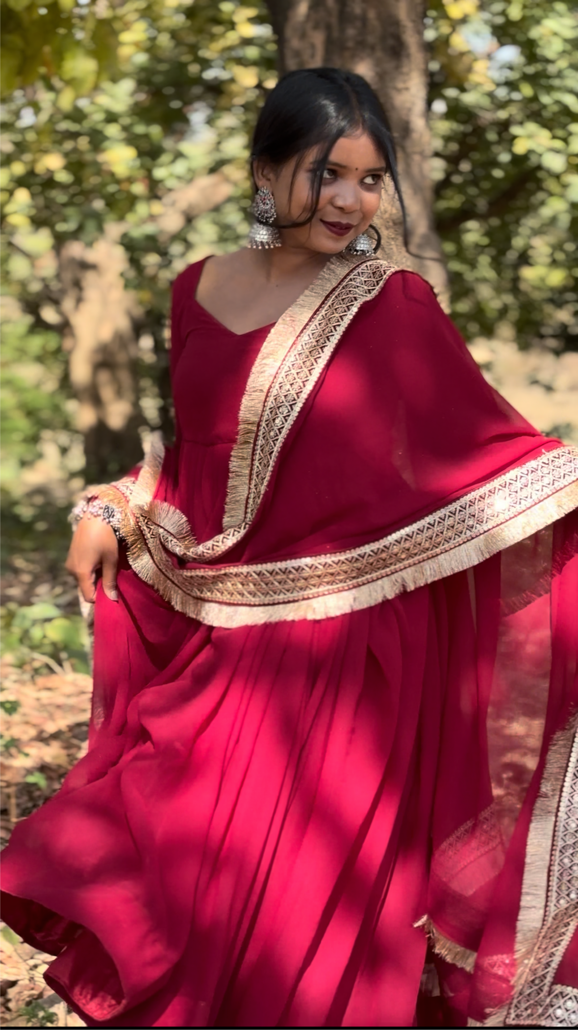 Varnika maroon georgette suit set