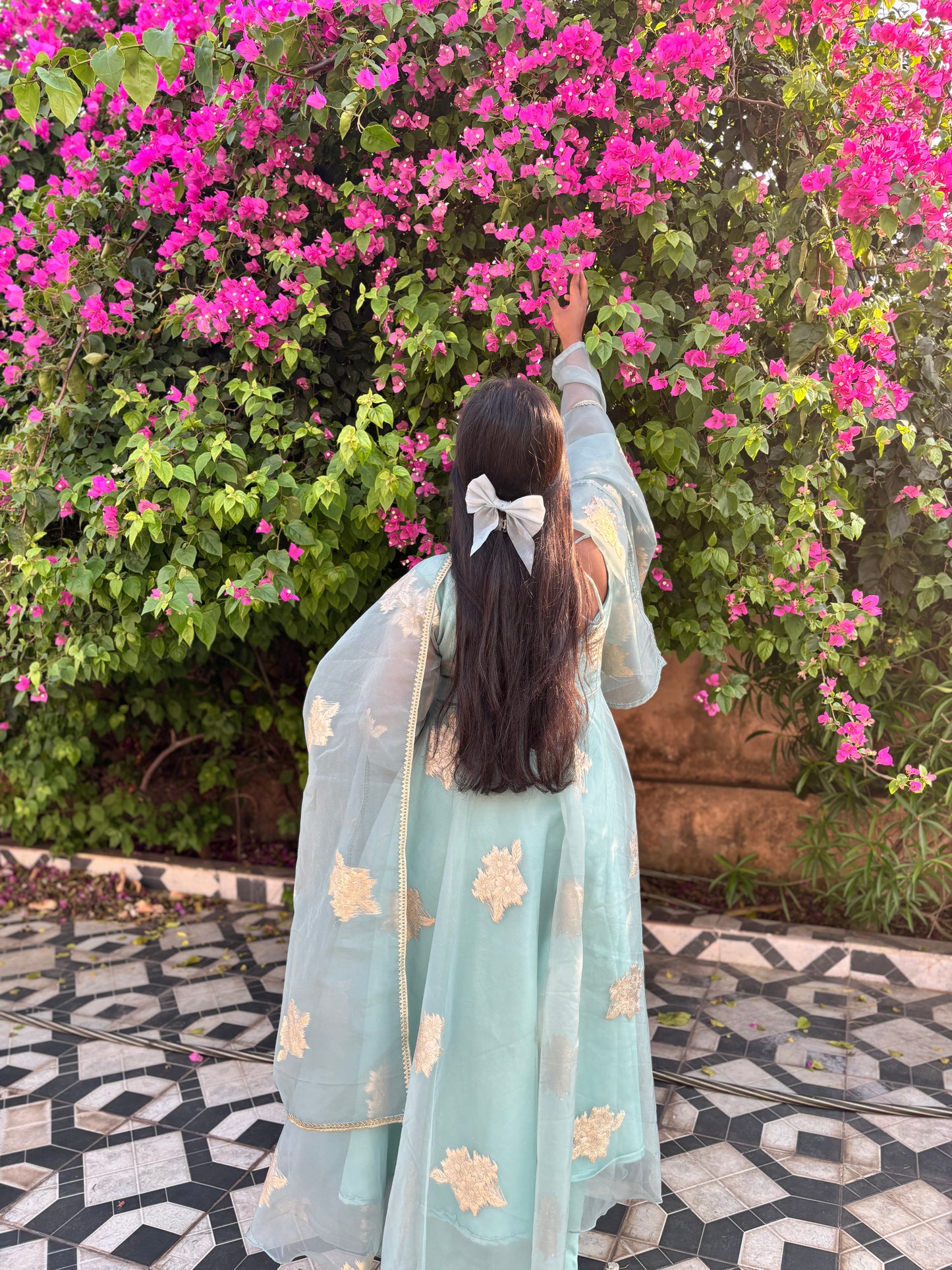 ICY BLOOM ORGANZA ANARKALI SET
