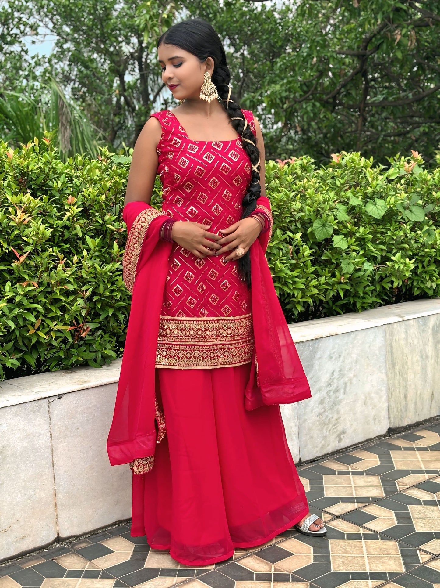 GULABI GLAM SHARARA SUIT SET