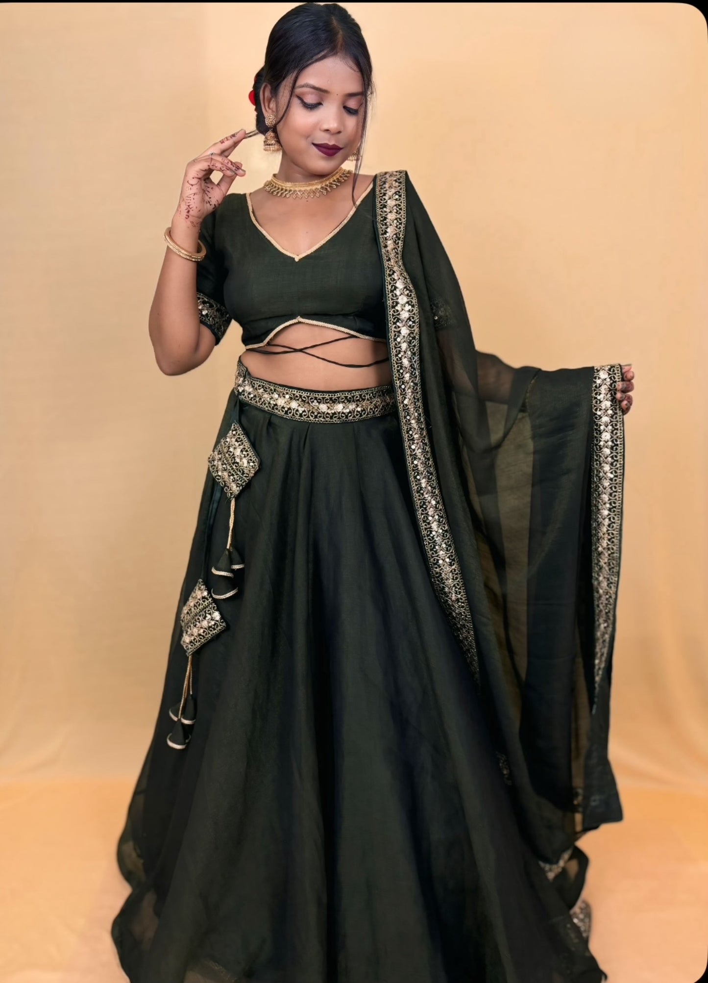 ROYAL OLIVE LEHENGA SET