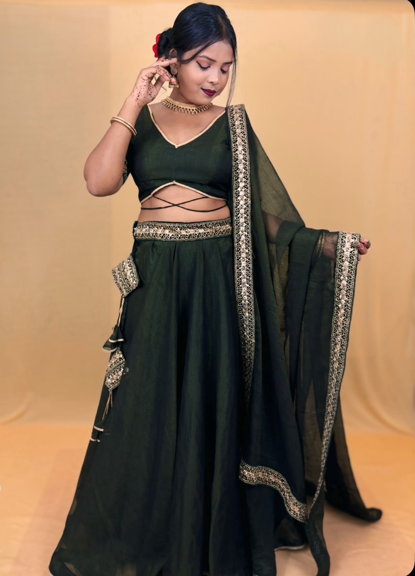 ROYAL OLIVE LEHENGA SET
