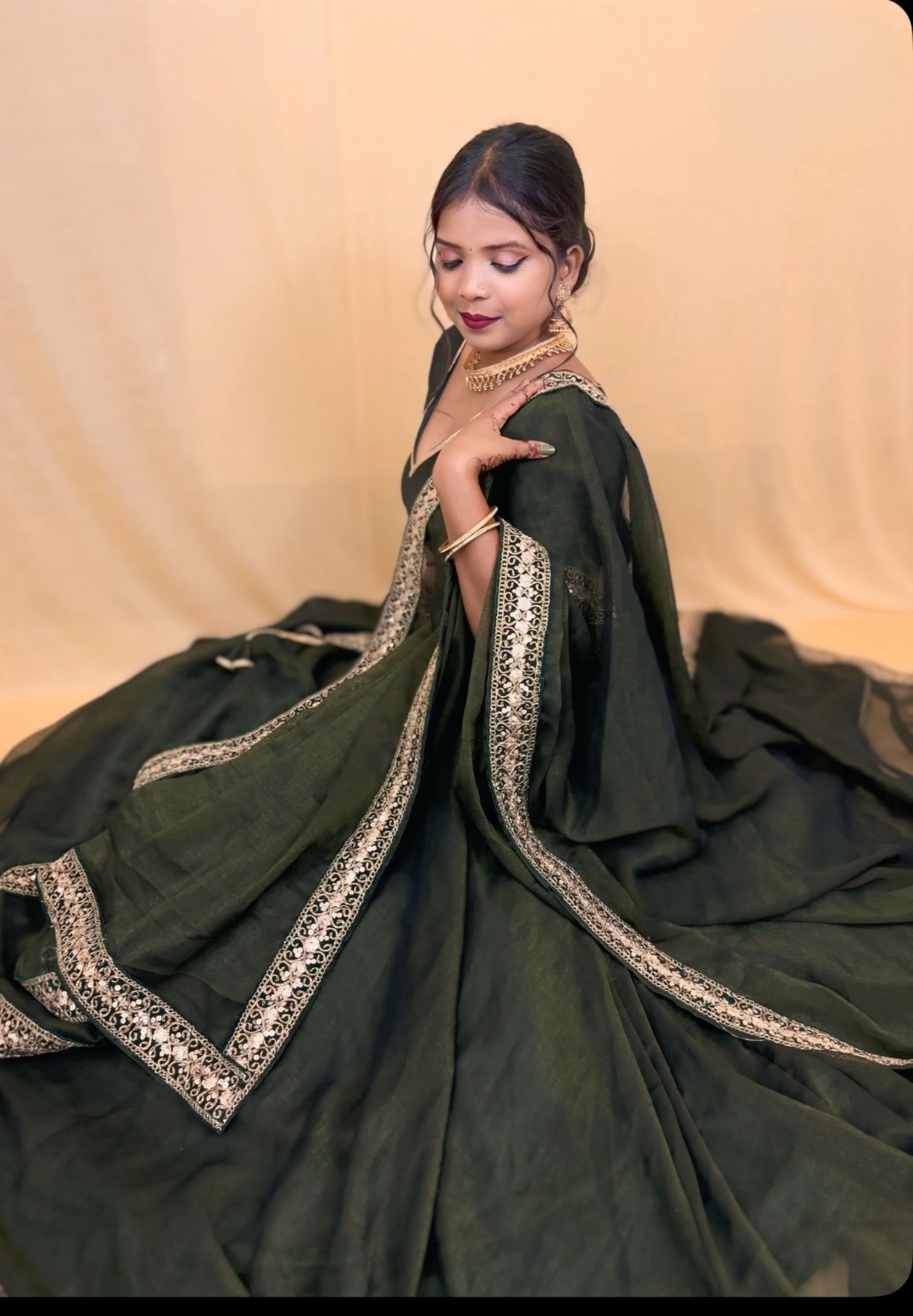 ROYAL OLIVE LEHENGA SET