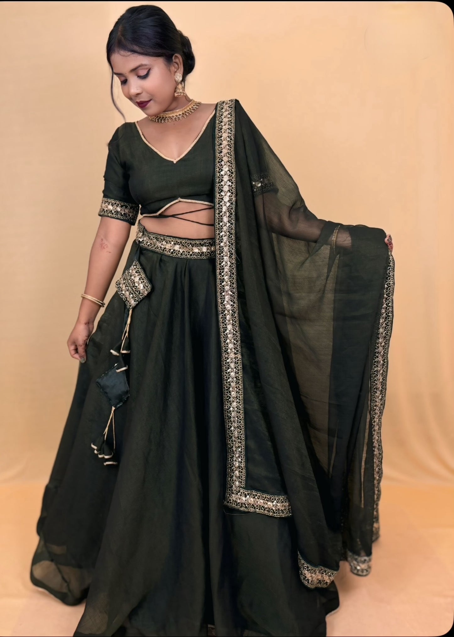 ROYAL OLIVE LEHENGA SET