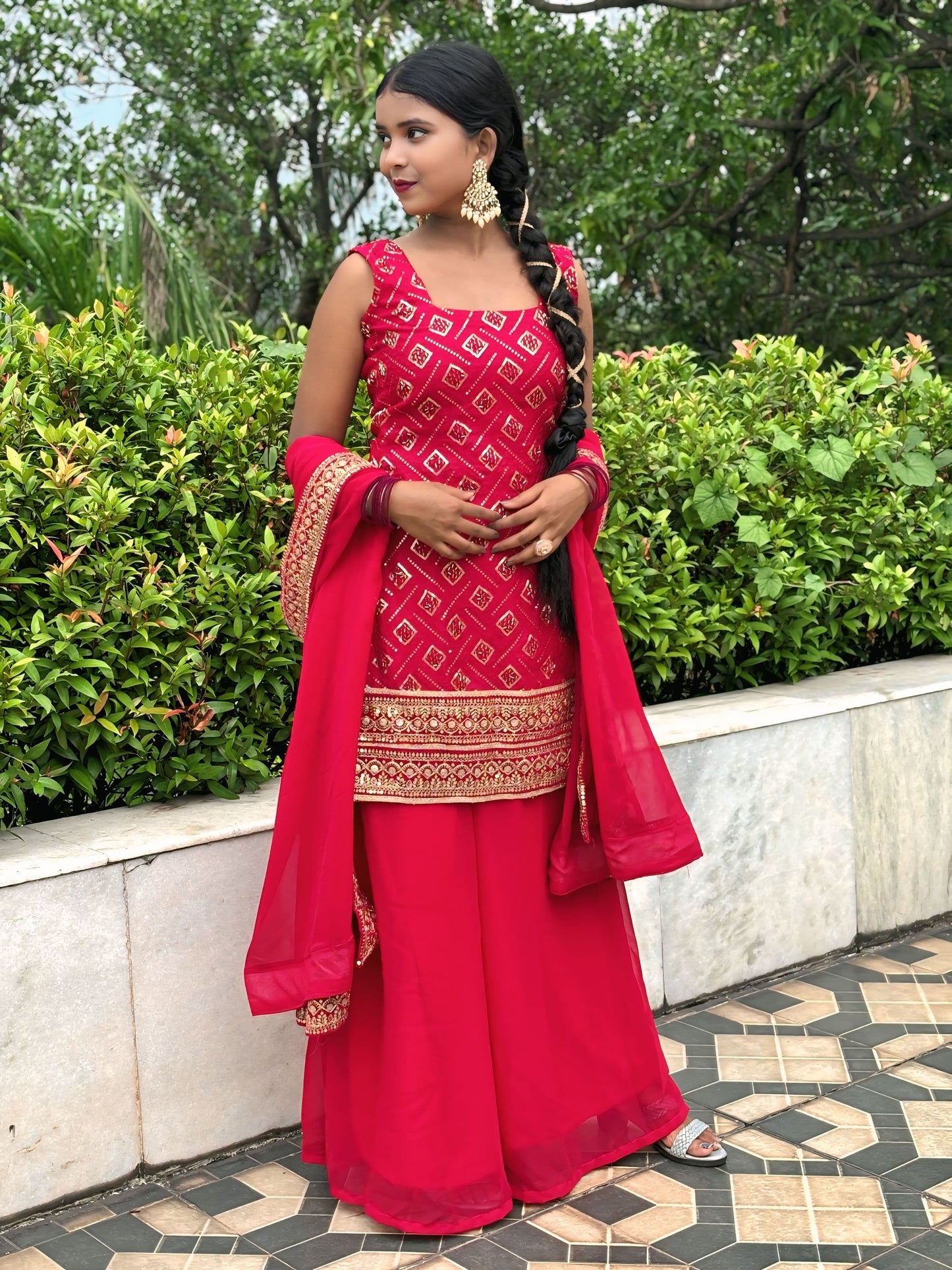 GULABI GLAM SHARARA SUIT SET