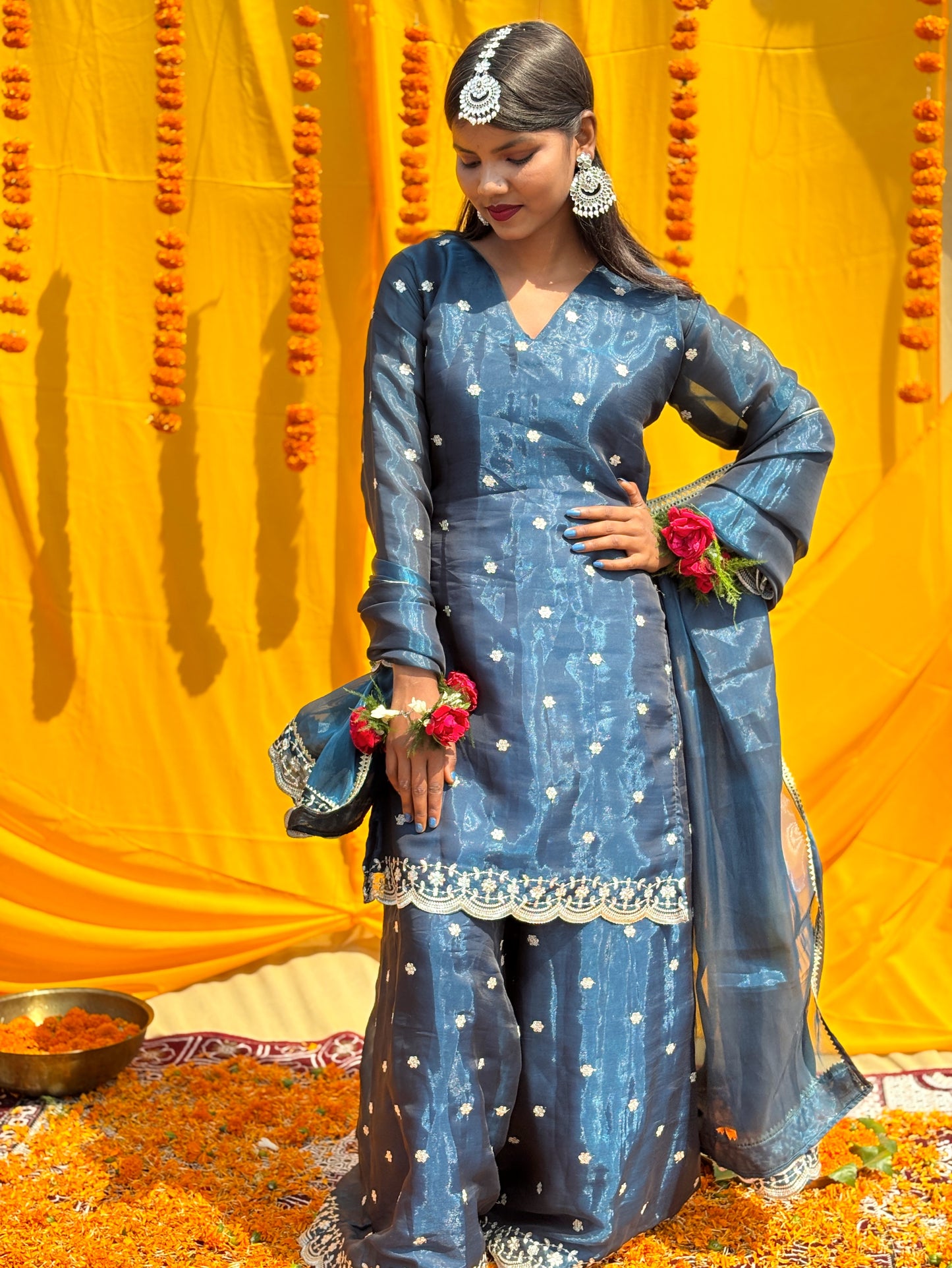 BLUE MIRAGE SHARARA SUIT SET
