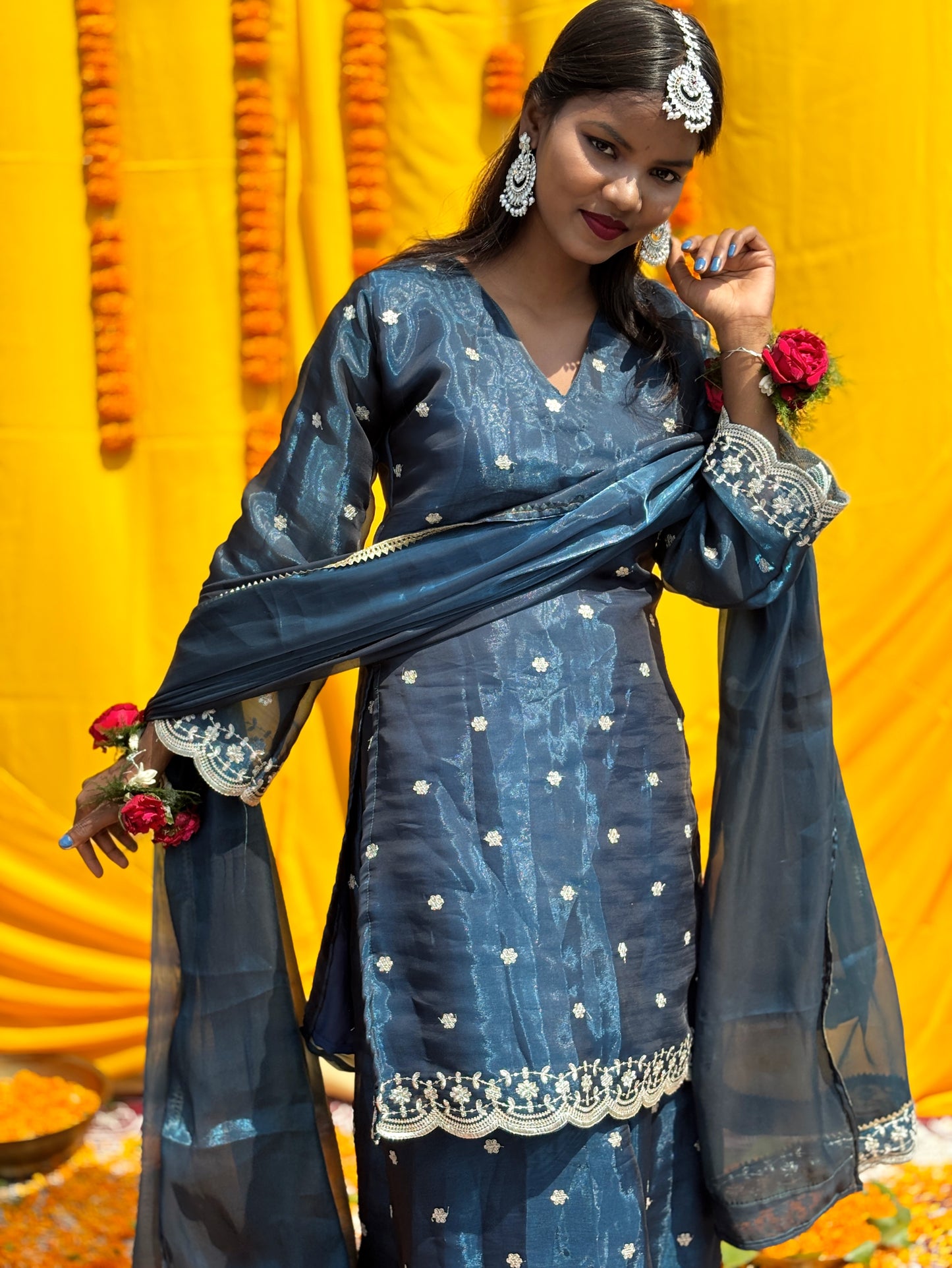BLUE MIRAGE SHARARA SUIT SET